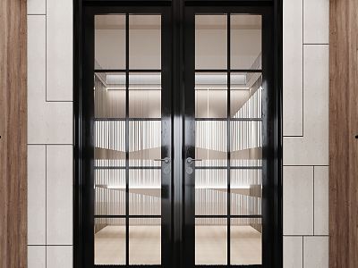 Modern double door glass double door Changhong glass door opposite door model