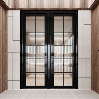 Modern double door glass double door Changhong glass door opposite door 3d model