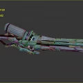 Futuristic Blue Metallic Energy Weapon with Shiny Surface and Sci Fi Design Details