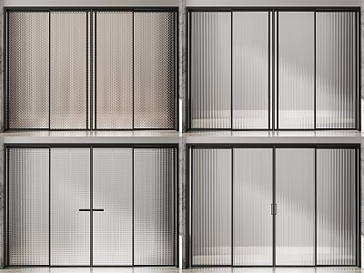 Modern Sliding Doors Design With Glass Panels And Black Frames For Home 3d model