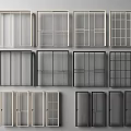 Various Sliding Doors With Different Frame Designs And Glass Panel Options For Home 3d model