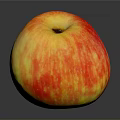 Fresh Ripe Red and Yellow Apple on Dark Background with Shiny Reflection