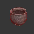 Ancient Pottery Jar With Worn Surface And Cracked Texture On Black Background 3d model