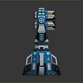 Modern Tech Inspired Mechanical Device Featuring Circular Structure Blue Black Design