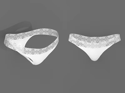 Women's White Briefs With Delicate Lace Trim And Comfortable Fit Design 3d model