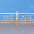 Wooden Railing with Geometric Cutout Design Natural Wood Material and Decorative Structure