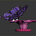 Colorful Purple Butterfly Decor on Pink Flower with Polka Dot Base