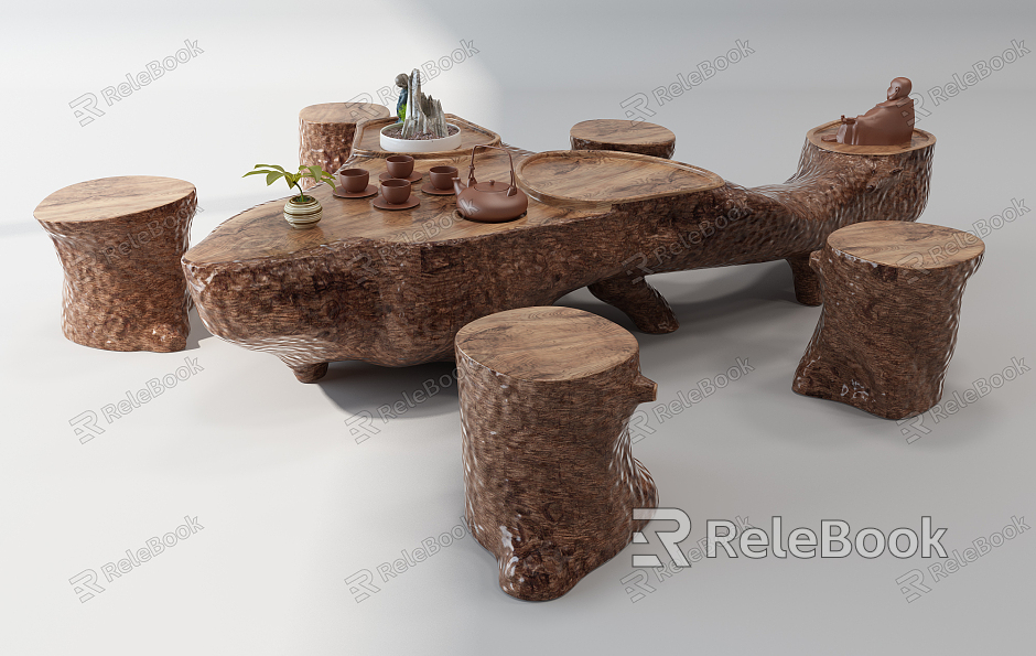 Chinese-style Root Carving Tea Sea Wooden Pier Tea Table Tea Sea model