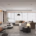 Modern Minimalist Open Living And Dining Room With Sleek Marble Floor And Elegant Furnishings