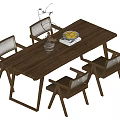Wind dining table and chair combination 3d model