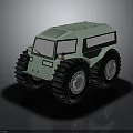 Light Green Cartoon Style Off Road Vehicle With Large Tires And Toy Like Design
