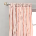 Elegant Pink Curtains with Rose Flower Embellishments Hanging on Home Window