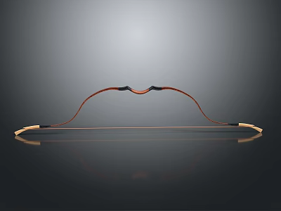 Traditional Wooden Bow Weapon With Red Black Accents Curved Design String And Reflective Surface 3d model
