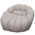 Beige Round Bean Bag Chair With Soft Bubble Design For Comfortable Seating 3d model