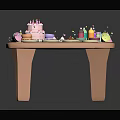 Colorful Birthday Party Food Spread With Cake Cookies Pizza And Drinks