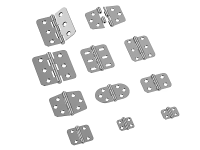 Assorted Metal Hinges In Various Sizes And Designs For Hardware Projects 3d model