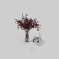 Transparent Glass Vase With Red Flowers Reed Diffuser Decorative Ball And Book