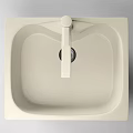 Modern Cream Colored Kitchen Sink With Single Faucet Rectangular Shape And Drain 3d model