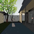 Modern Sales Office With Glass Facade Black Roof Surrounded By Trees And Landscaped Garden
