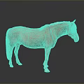 Light Pink Horse Standing Against Dark Background With Reflective Surface And Bridle