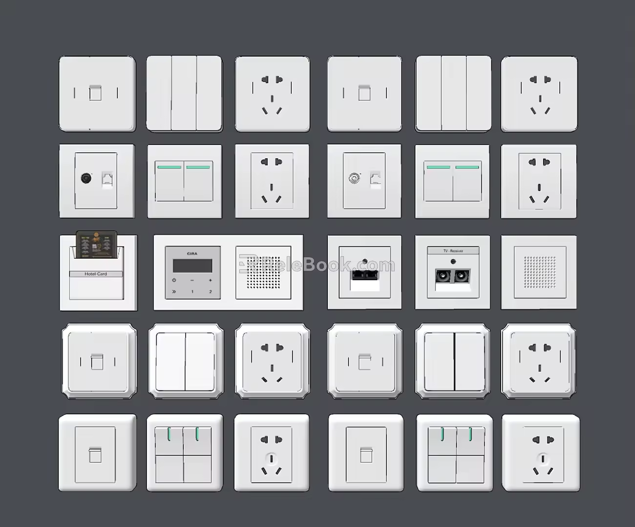 Modern socket switch socket combination 3d model