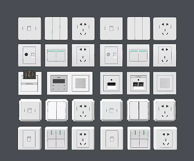 White Switch Panels Featuring Various Styles And Functional Designs For Home Use 3d model
