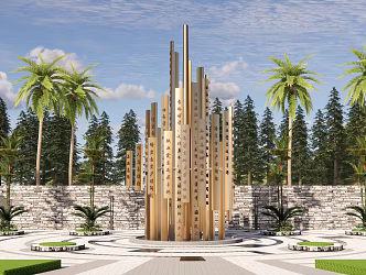 New Chinese City Sculpture Bamboo Slips Text Book Bucket Campus Culture Sculpture 3d model