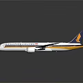 Singapore Airlines Modern Airliner With White Blue Yellow Stripes Wing Tail Design On Dark Background