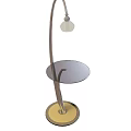 Modern Floor Lamp With Metal Stand Round Base And Small Table Top