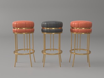 Light Luxury Bar Stool Bar Chair 3d model