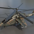 Realistic Army Military Helicopter With Camouflage Paint Rotors And Landing Gear