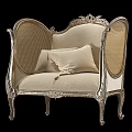 Elegant Classical Single Chair With Carved Armrests Decorative Legs And Upholstered Fabric Cushions