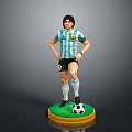 Football Player Model In Argentina Jersey Standing On Green Yellow Base With Soccer Ball