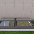 Residential Building Featuring Glass Skylight Structure On Green Grass With Gray Wall 3d model