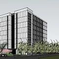 Panoramic Scene of Multi-storey Office Building 3d model