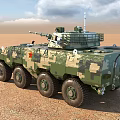 Military Armored Vehicle With Camouflage Paint 6x6 Wheel Drive Mounted Machine Gun For Desert Terrain