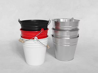 Multicolor Metal Laundry Buckets Stackable For Household Washing And Daily Use 3d model