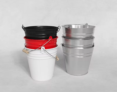 Multicolor Metal Laundry Buckets Stackable For Household Washing And Daily Use 3d model