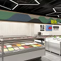 Supermarket Fruit Section With Fresh Fruits On Organized Shelves And Ceiling Lighting
