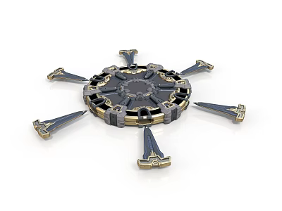 Mechanical Circular Industrial Device With Radial Metallic Arms And Central Structure 3d model