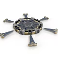 Mechanical Circular Industrial Device With Radial Metallic Arms And Central Structure