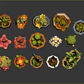 Variety of Succulent Plants in Colorful Shaped Pots for Indoor Garden