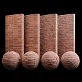 Red Brick Building Components Featuring Vertical Walls And Round Spheres