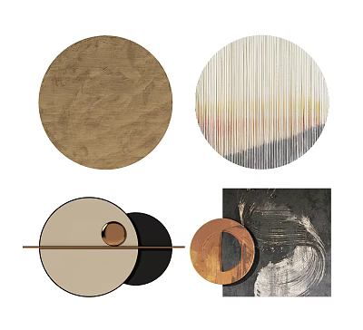 Stylish Abstract Circular Wall Decor Featuring Textured Patterns And Geometric Designs 3d model