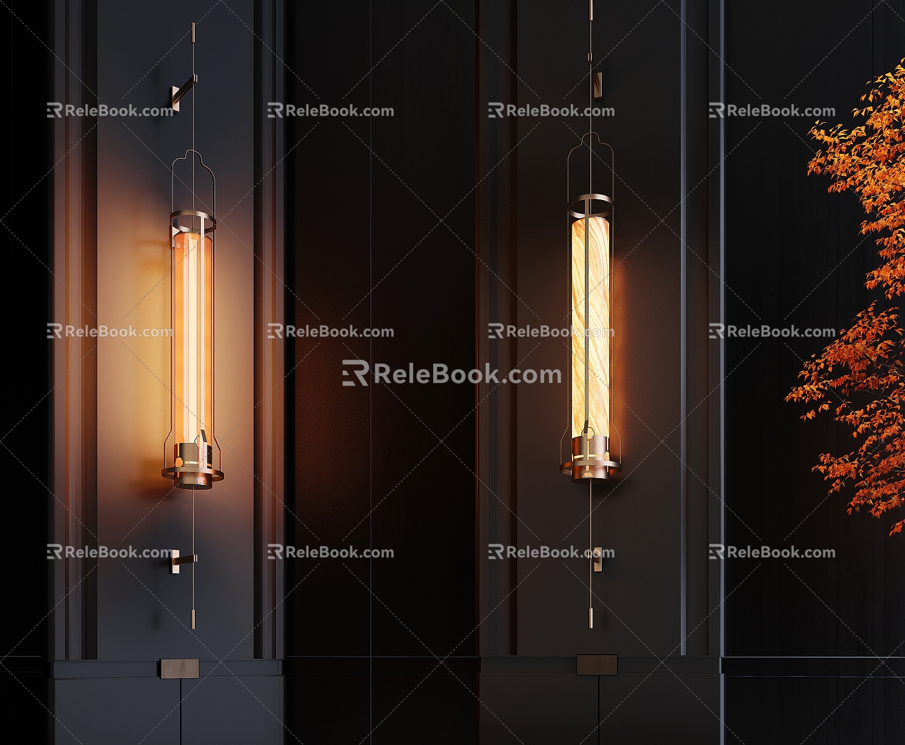 New Chinese style metal strip wall lamp wall lamp glass wall lamp marble wall lamp 3d model