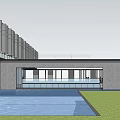 Modern Office Building Exterior With Glass Curtain Wall Steel Structure And Entrance Area