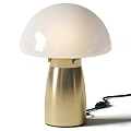 Modern Table Lamp Featuring Brass Base and White Glass Shade Design 3d model
