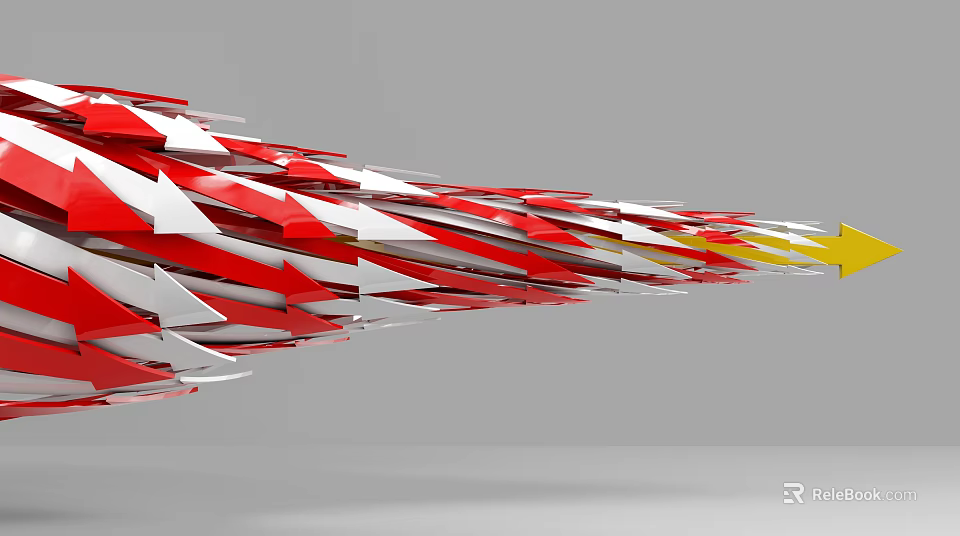 Commercial Equipment Featuring Red White Yellow Arrow Dynamic Decorative Structure 3d model 