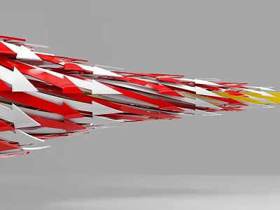 Commercial Equipment Featuring Red White Yellow Arrow Dynamic Decorative Structure 3d model