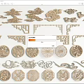 Chinese-style Carved Pattern Totem Window Carved Pane 3d model